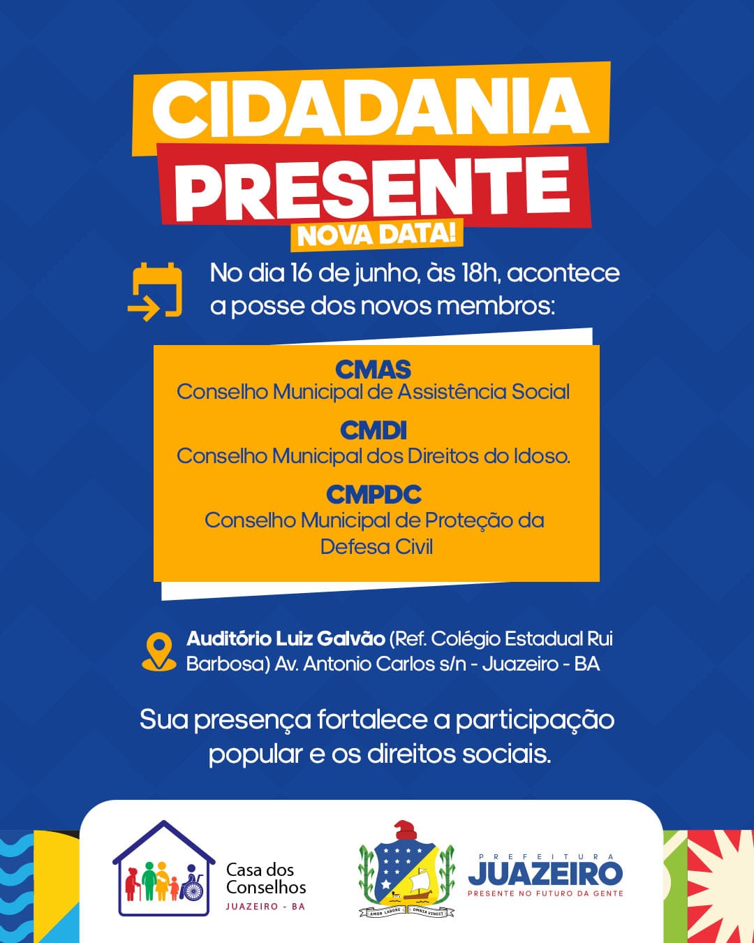 Prefeitura de Juazeiro realiza nesta segunda-feira (16) cerimônia de posse de novos membros dos conselhos municipais