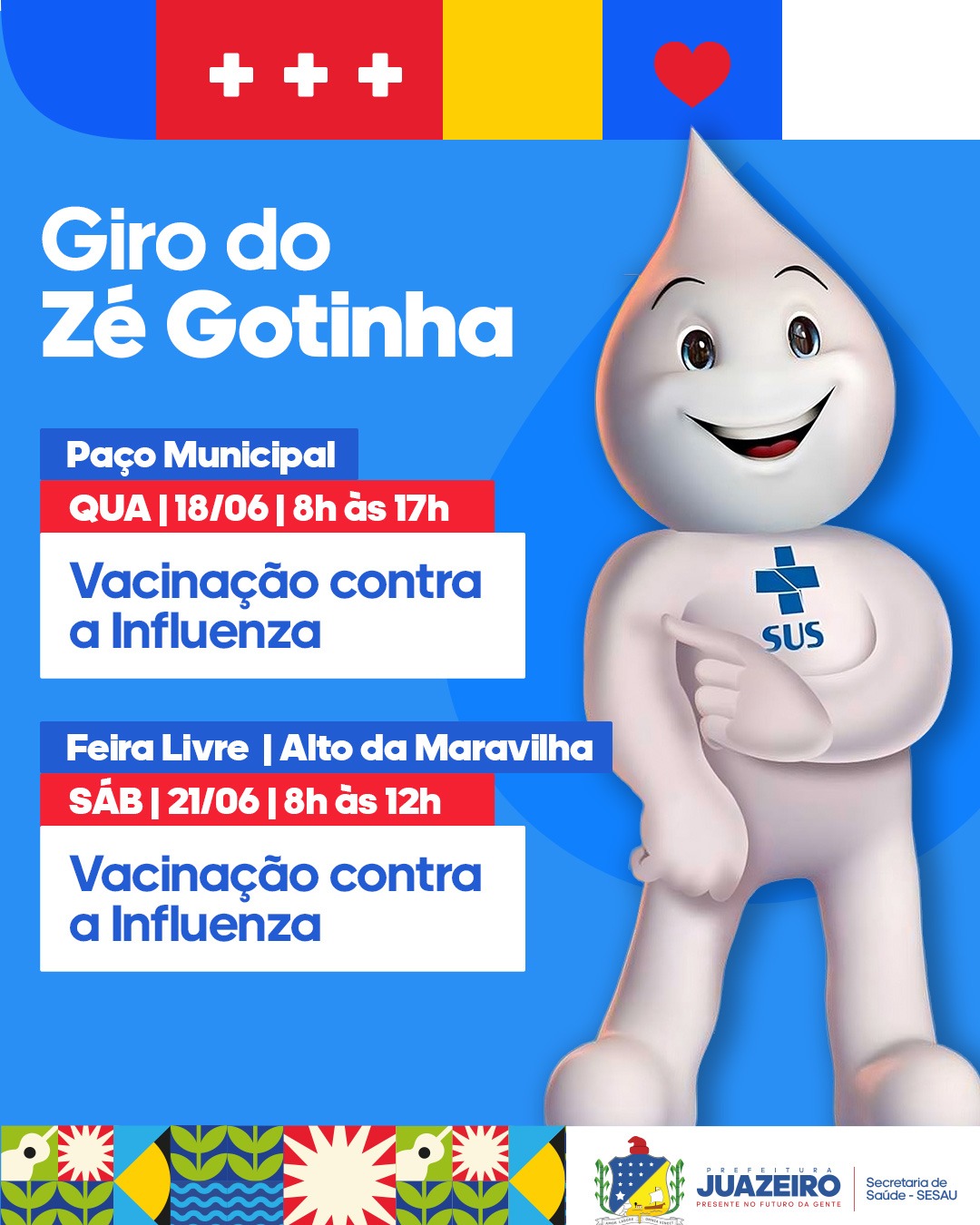 Sesau divulga cronograma do “Giro do Zé Gotinha” contra a gripe em Juazeiro