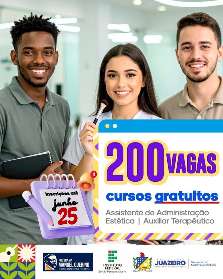 Prefeitura de Juazeiro e IFSertãoPE prorrogam as inscrições para cursos gratuitos de qualificação com bolsas de R$ 500,00