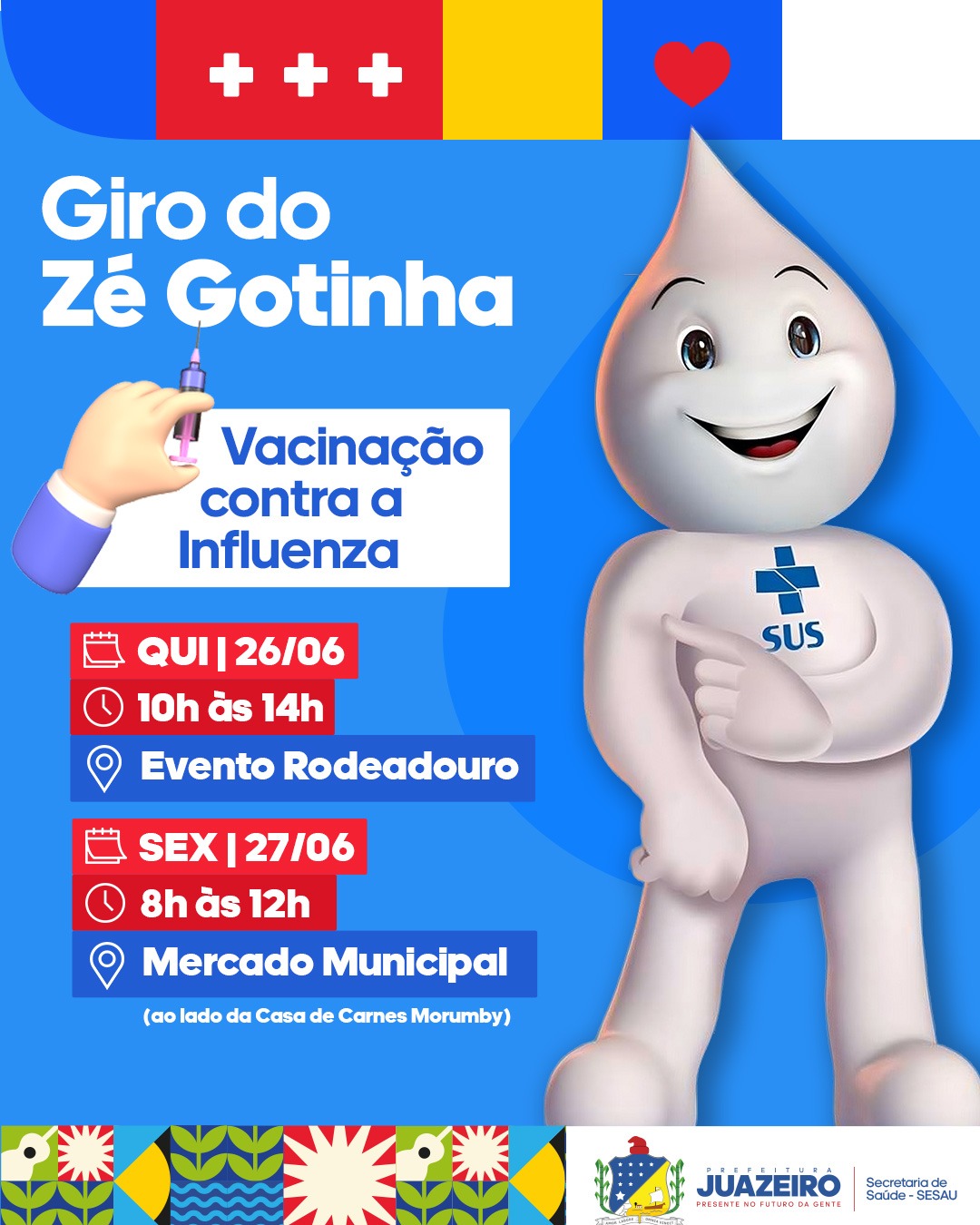 Sesau divulga cronograma do “Giro do Zé Gotinha” contra a gripe em Juazeiro