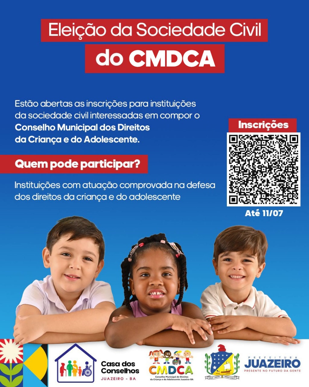 Inscrições para eleição do CMDCA são prorrogadas até 11 de julho em Juazeiro