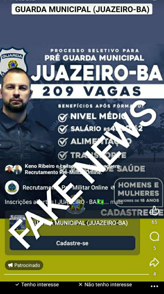 Prefeitura de Juazeiro alerta que é falsa a notícia de processo seletivo para Guarda Civil Municipal