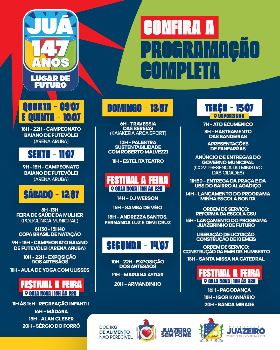 Juazeiro 147 Anos – Cultura: Cidade celebra aniversário com quatro dias de música, artesanato, gastronomia e diversão para toda a família