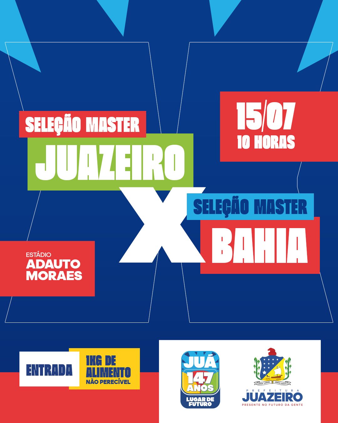 Juazeiro 147 anos: Aniversário de Juazeiro tem amistoso entre seleção local e craques do Bahia no Estádio Adauto Moraes