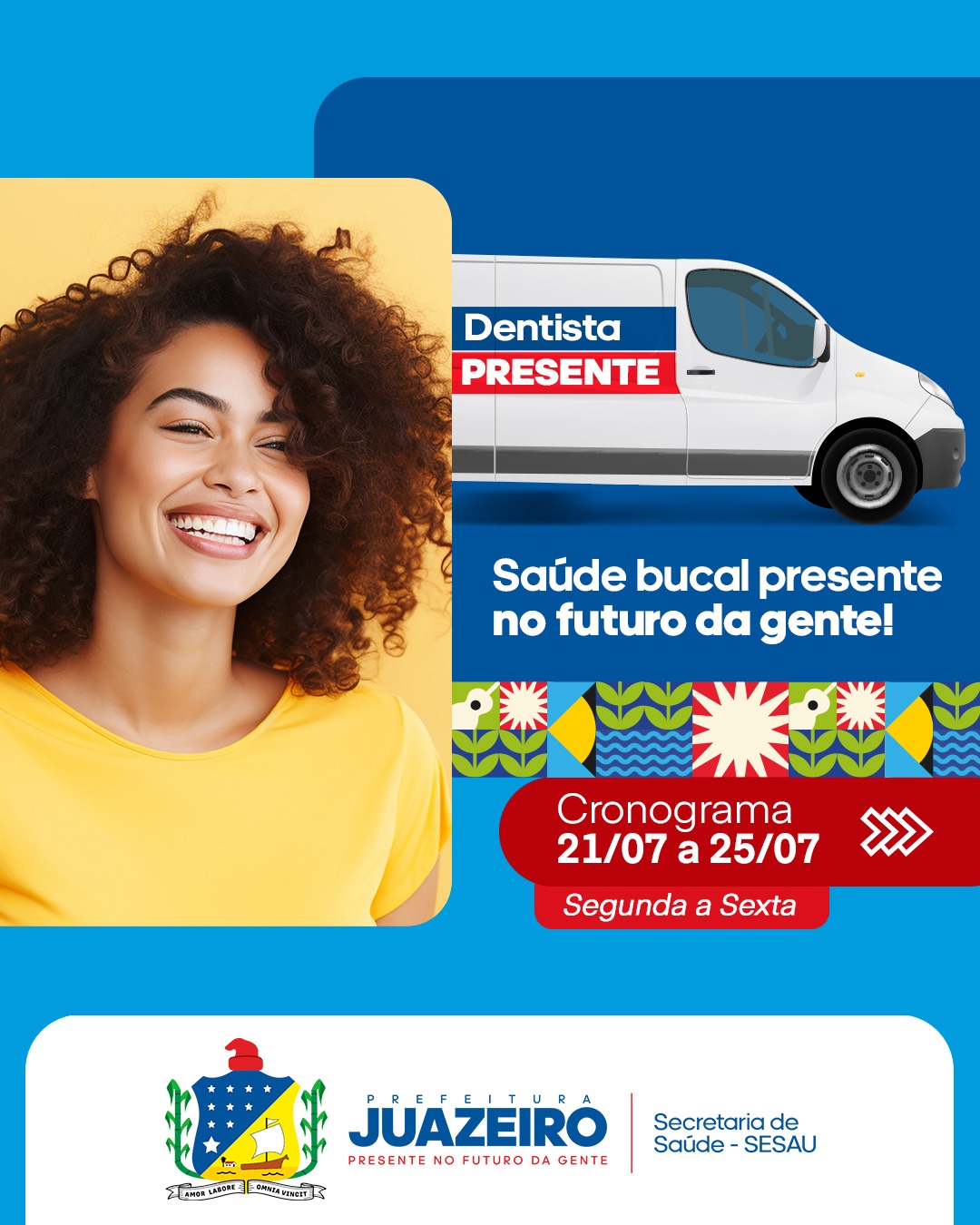 Prefeitura de Juazeiro leva atendimentos odontológicos gratuitos a cinco comunidades esta semana com a Unidade Móvel de Saúde Bucal