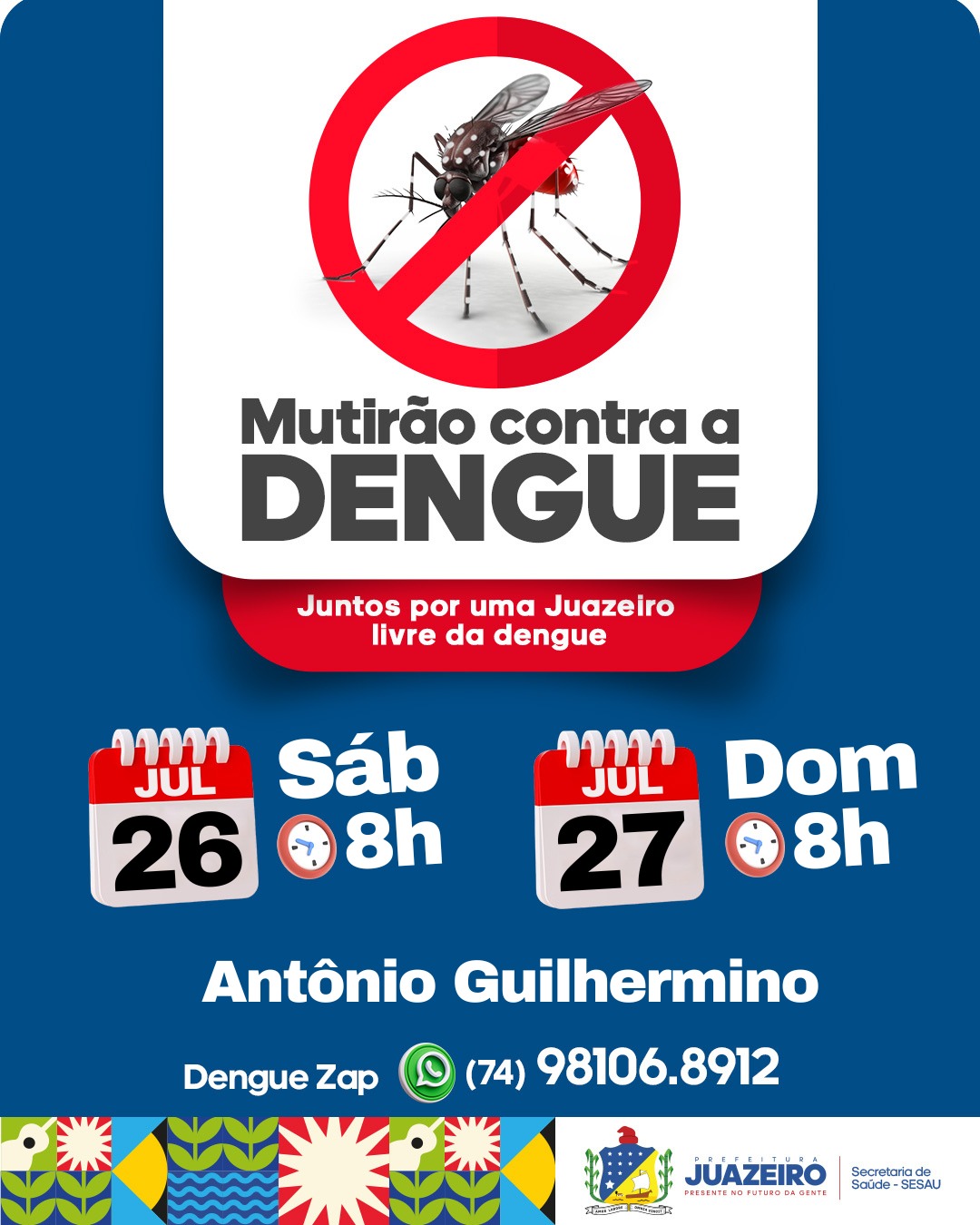 Mutirão de Combate às Arboviroses chega ao Antônio Guilhermino neste final de semana