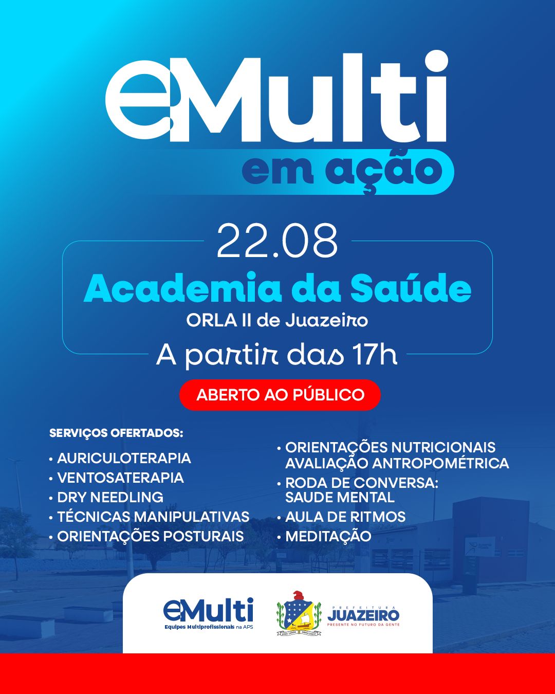 Sesau convida população para participar do “eMulti em Ação” na Orla II nesta sexta-feira (22)
