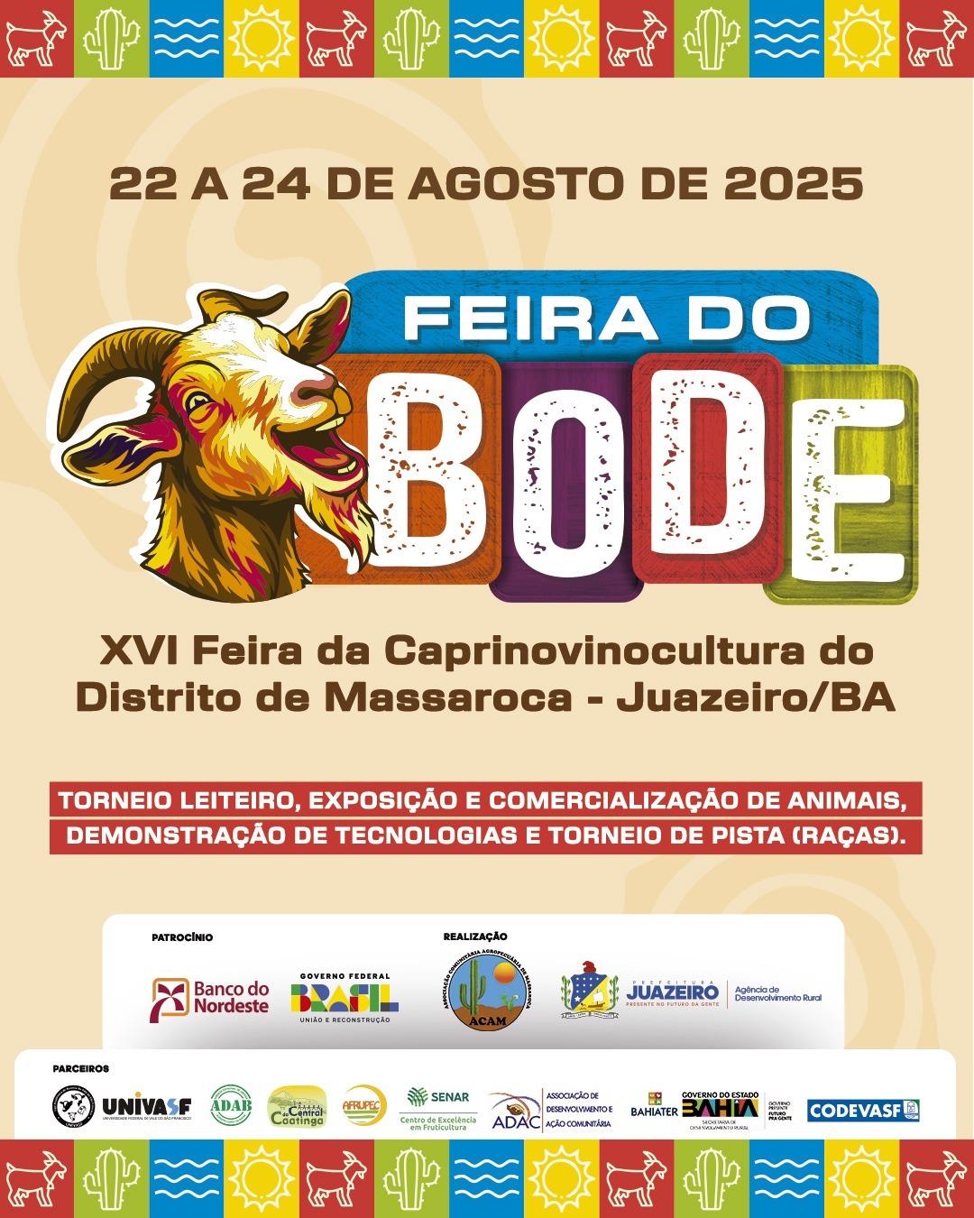 16ª Feira do Bode de Massaroca promete três dias de tradição, negócios e cultura no interior de Juazeiro