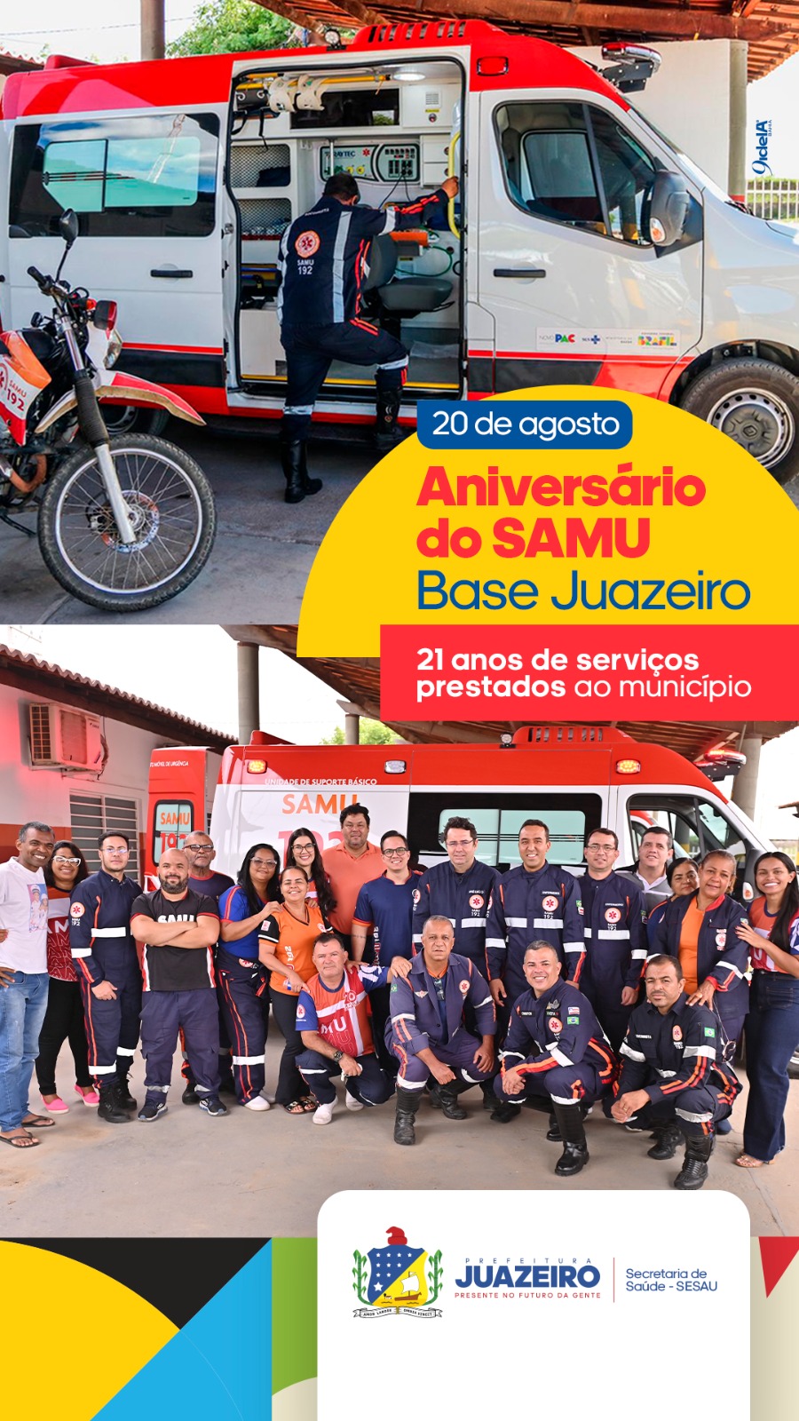 SAMU Juazeiro celebra 21 anos com programação especial e importantes conquistas para a saúde do município