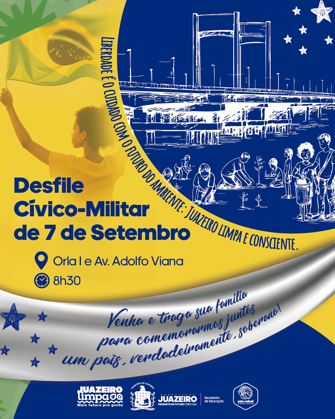 7 de setembro: Desfile cívico-militar vai lembrar a importância de cuidar da cidade e do meio ambiente