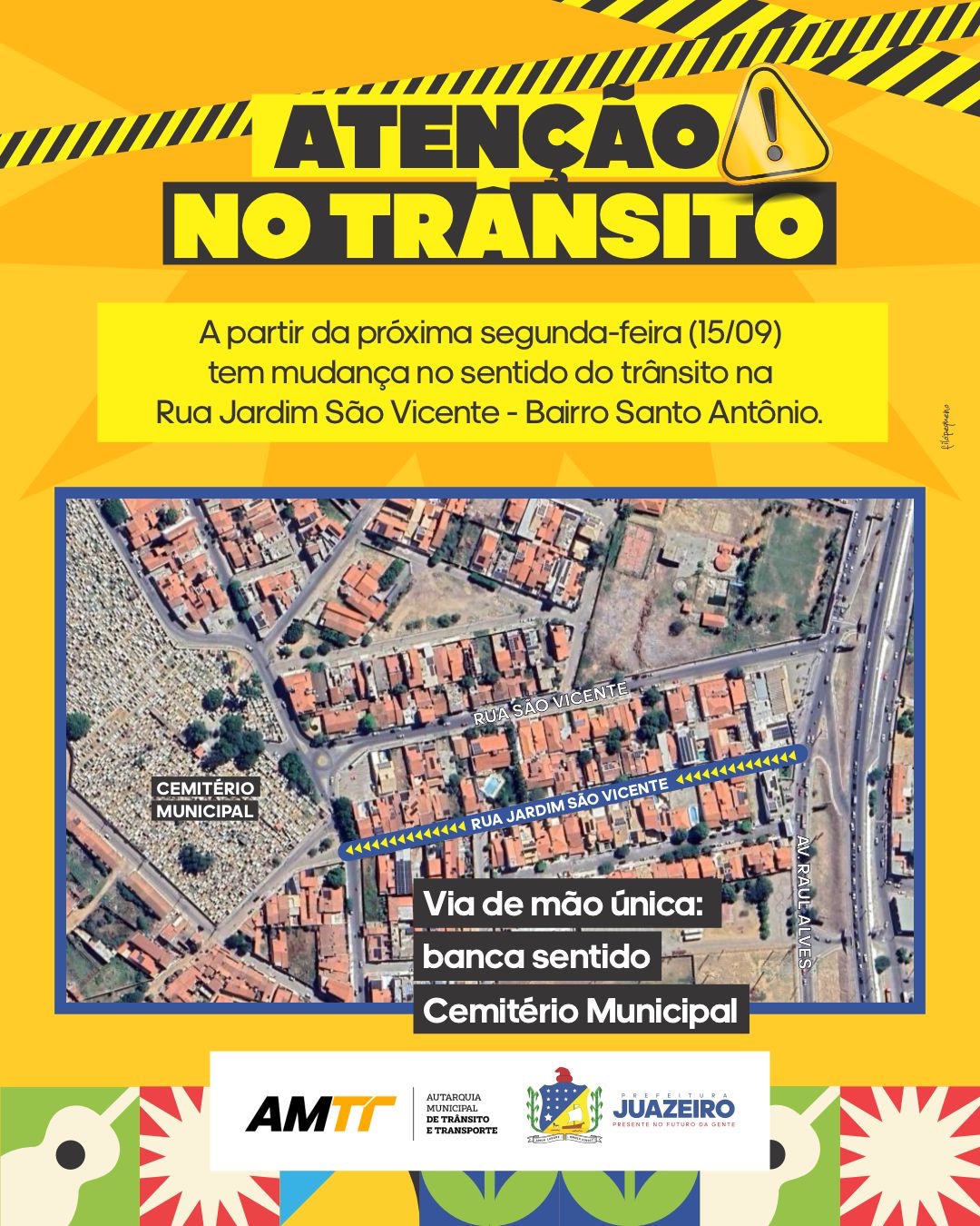 Prefeitura de Juazeiro anuncia mudança no trânsito da Rua Jardim São Vicente, no bairro Santo Antônio