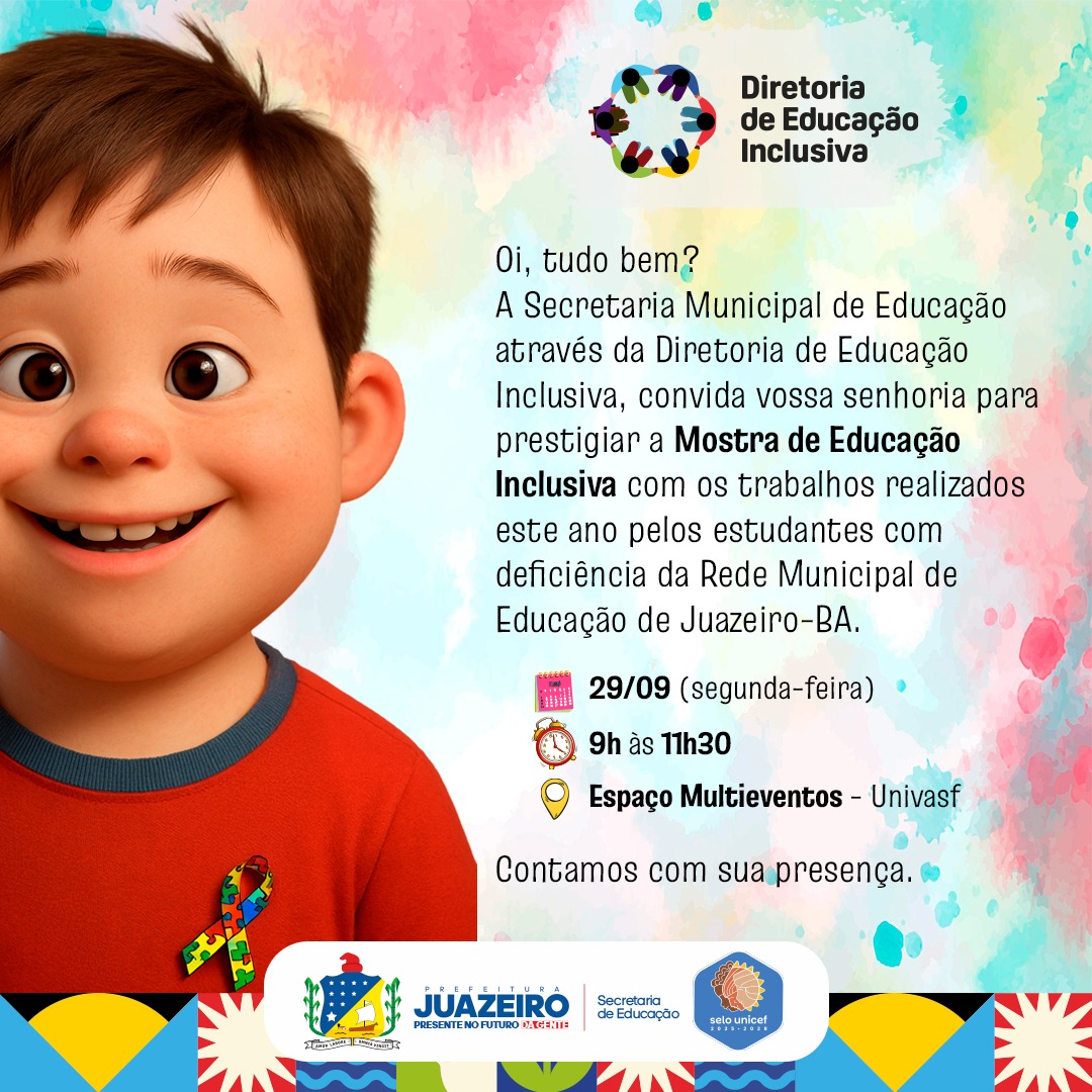 Prefeitura de Juazeiro promove Mostra de Educação Inclusiva na próxima segunda-feira (29)