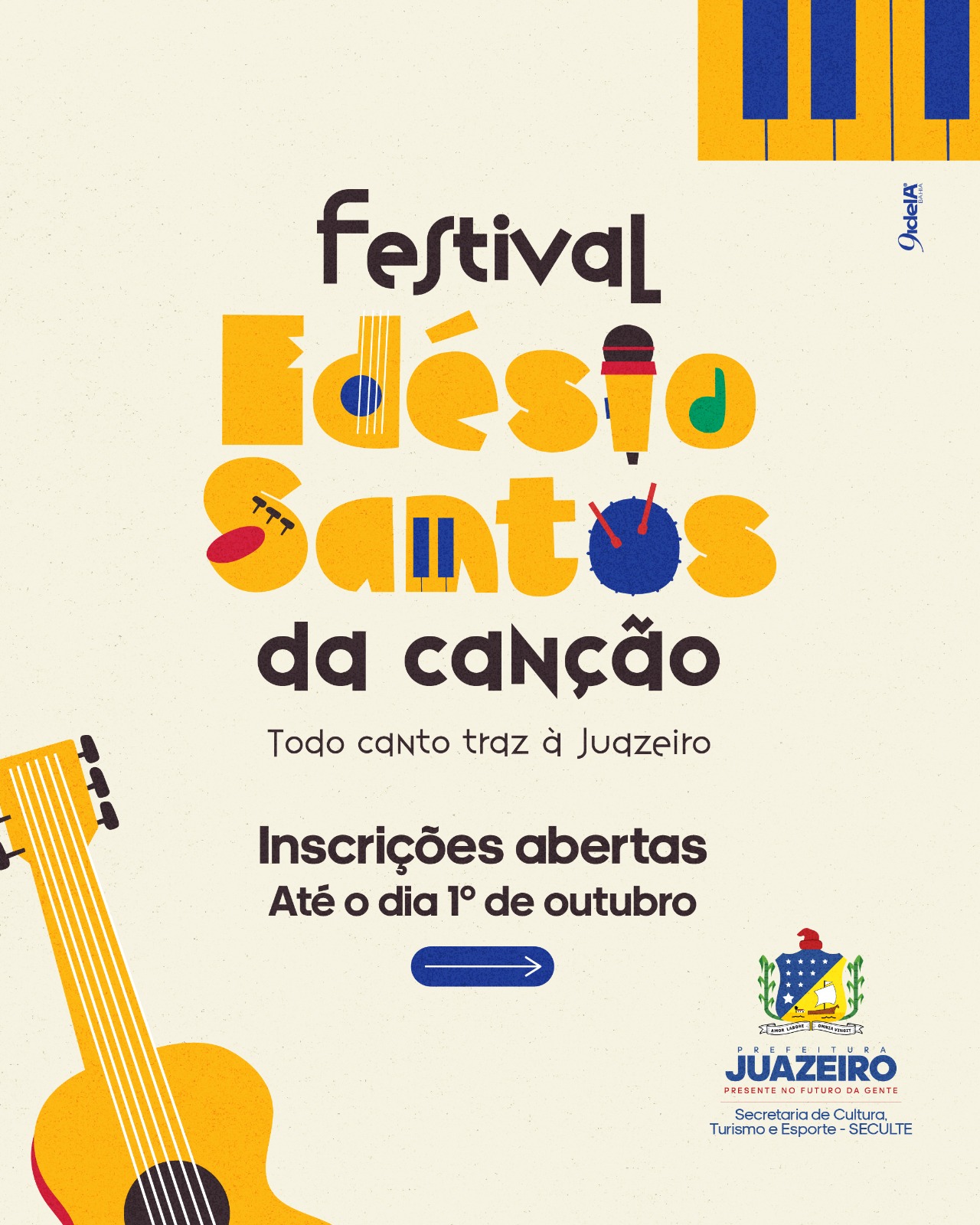 Seguem abertas as inscrições para o Festival Edésio Santos da Canção, promovido pela Prefeitura de Juazeiro