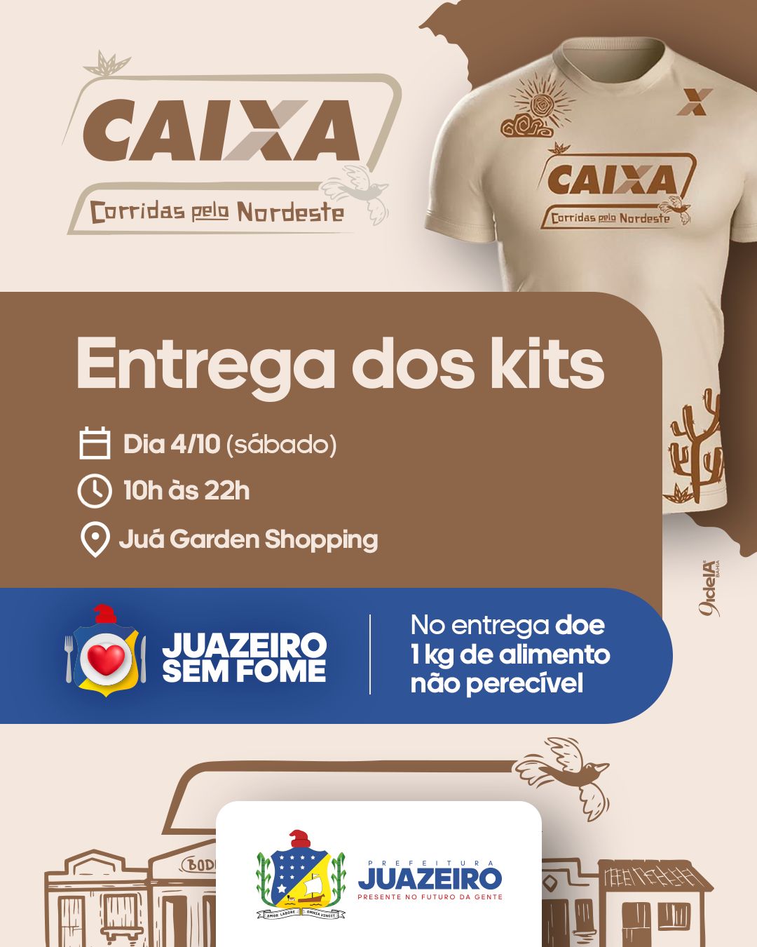 Entrega de kits do Circuito Caixa e arrecadação para o Juazeiro Sem Fome acontecem no sábado (4)