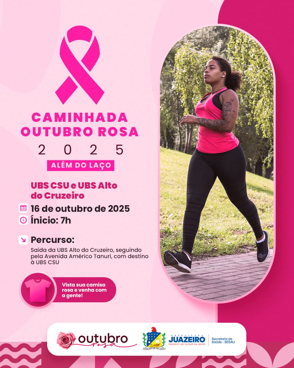 Sesau convida comunidade para participar da Caminhada Outubro Rosa 2025 em Juazeiro