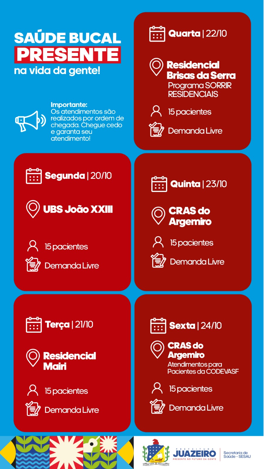 Sesau divulga novo cronograma de atendimento da Unidade Odontológica Móvel de Juazeiro