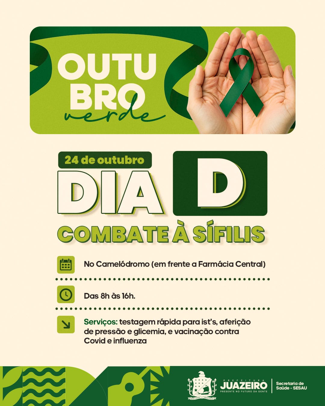 Sesau realiza Dia D de combate à sífilis com oferta de serviços gratuitos nesta sexta-feira (24), em Juazeiro