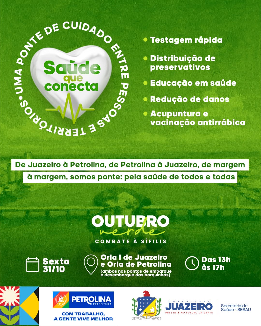 Juazeiro e Petrolina realizam nova edição da ação integrada “Saúde que Conecta” com foco no combate à sífilis