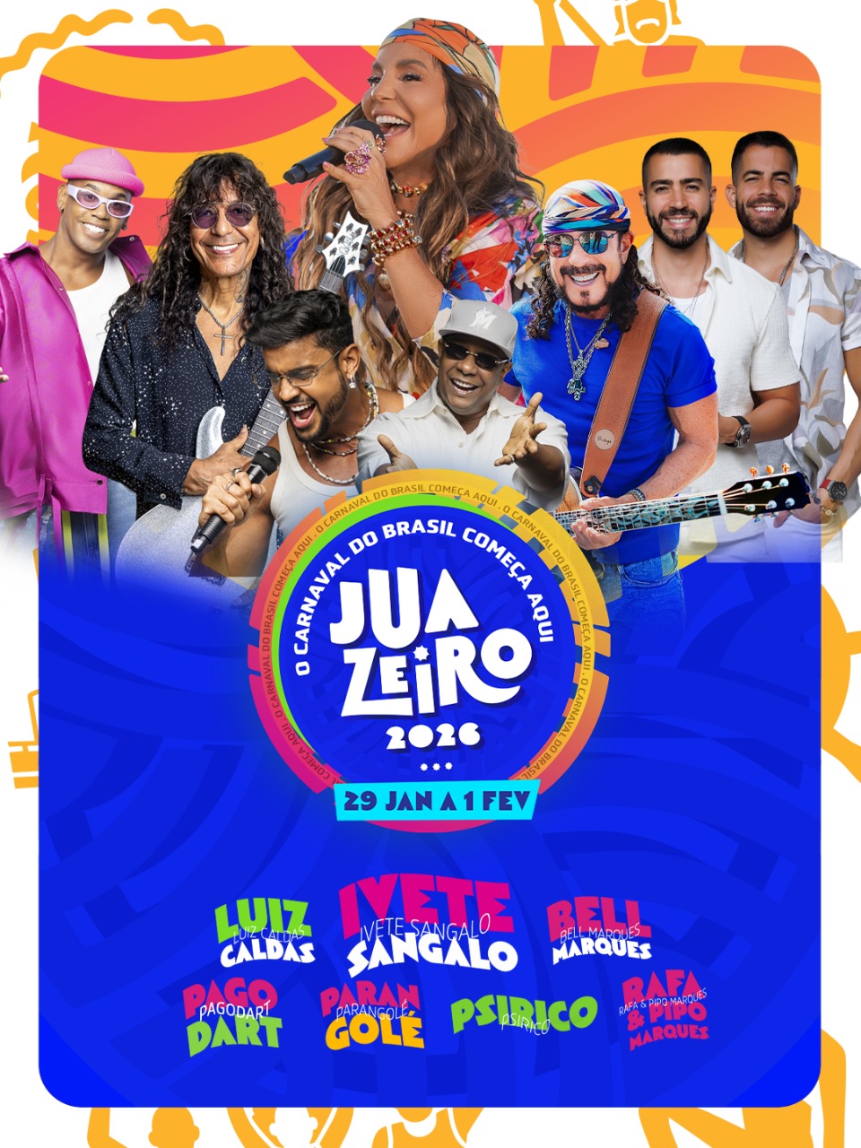 Rafa e Pipo Marques e Pagodart se juntam às estrelas do Carnaval de Juazeiro 2026