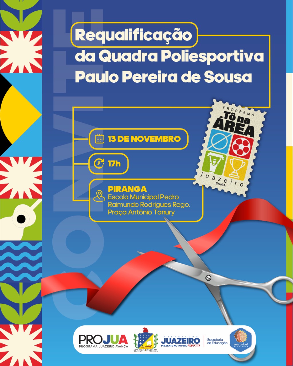 Prefeitura de Juazeiro inaugura requalificação da quadra poliesportiva do Piranga, nesta quinta-feira (13)