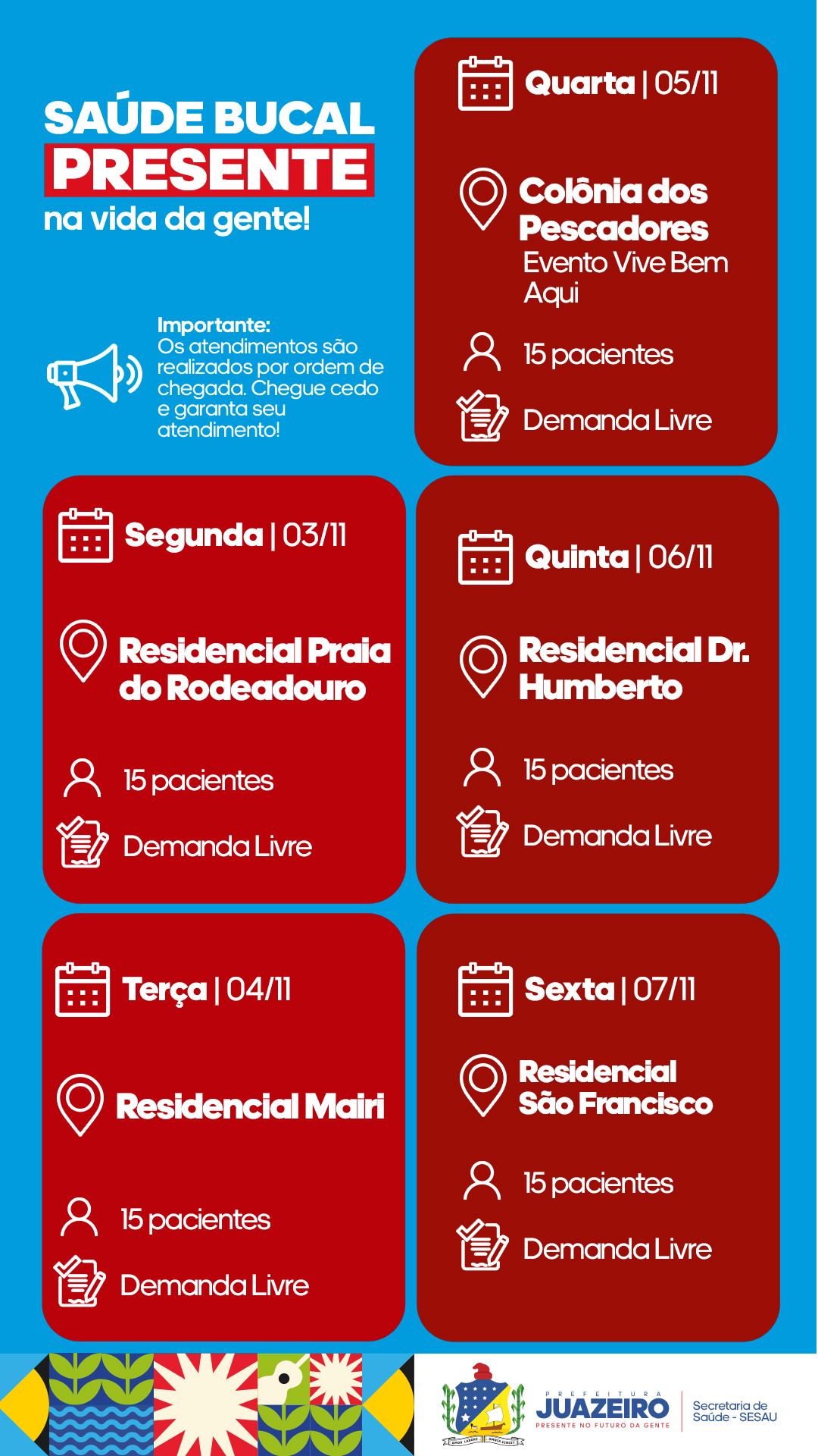 Sesau divulga novo cronograma de atendimento da Unidade Odontológica Móvel de Juazeiro