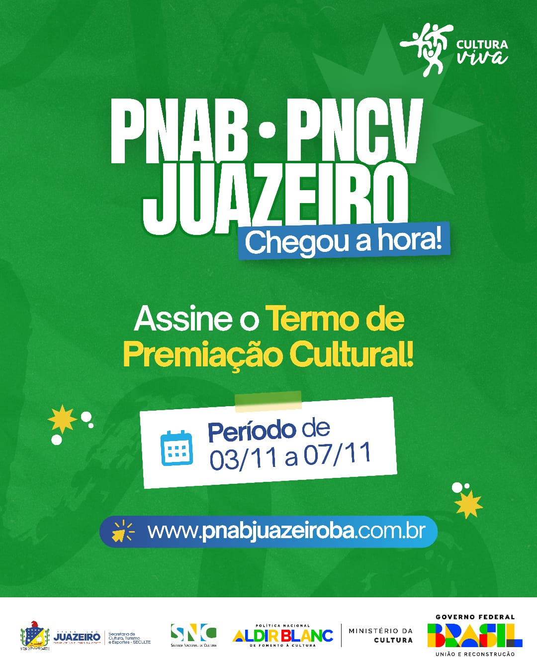 Contemplados nos editais da PNAB, em Juazeiro, devem assinar Termos de Execução Cultural e de Premiação Cultural a partir desta segunda-feira (3)