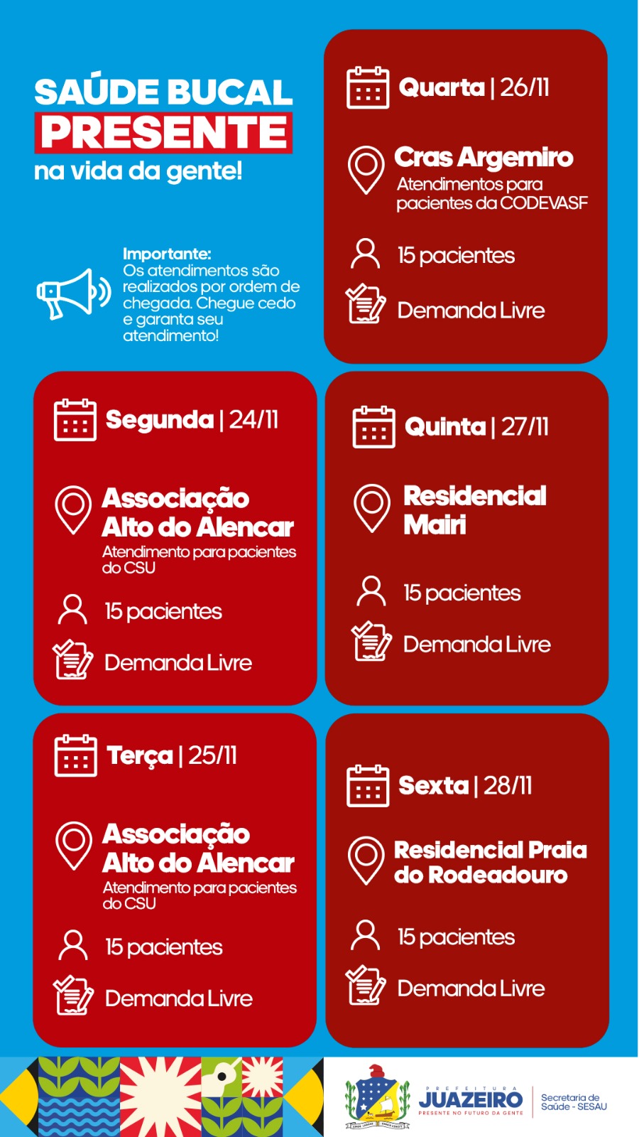 Sesau divulga novo cronograma de atendimento da Unidade Odontológica Móvel de Juazeiro