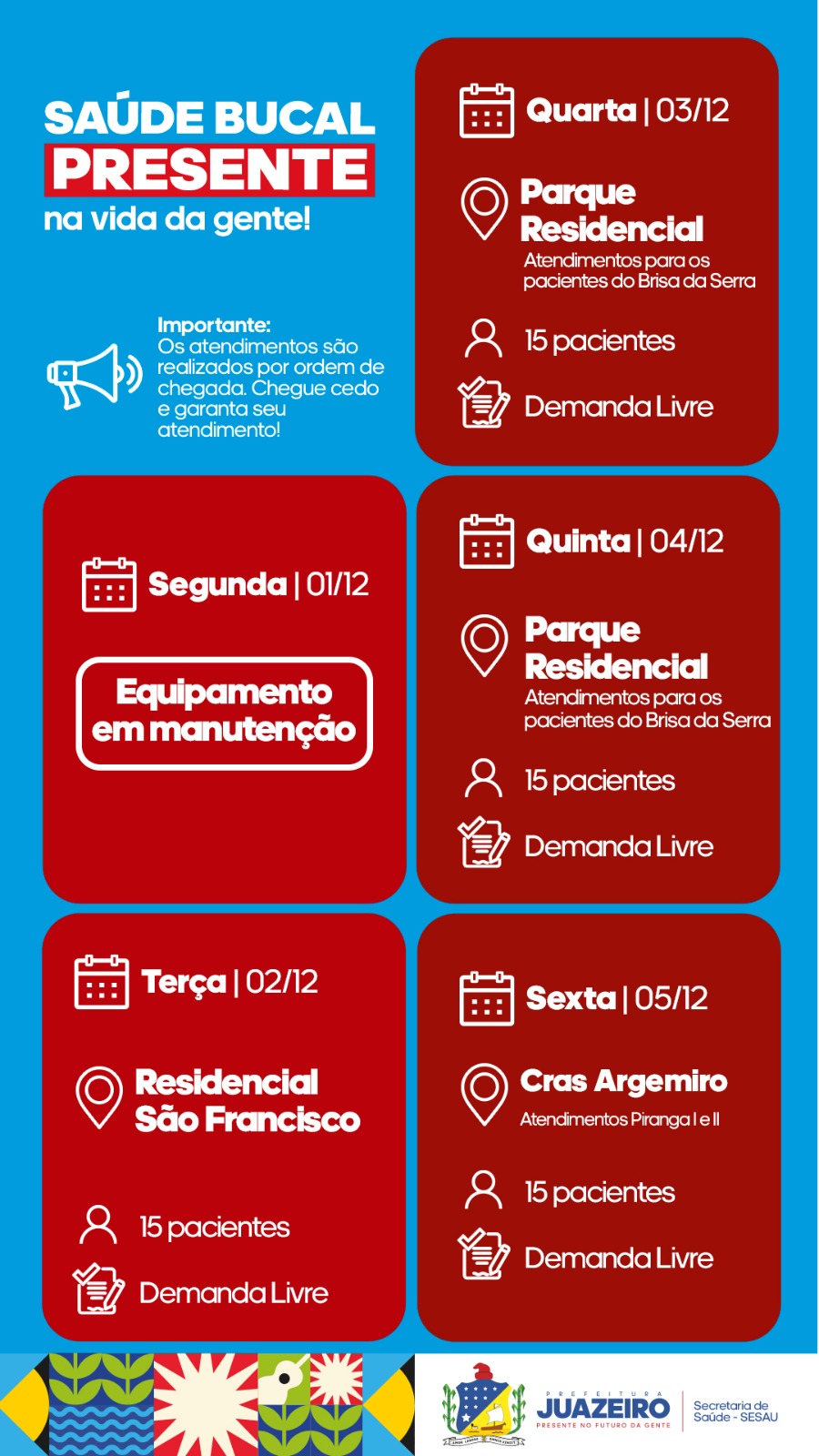 Sesau divulga novo cronograma de atendimento da Unidade Odontológica Móvel de Juazeiro