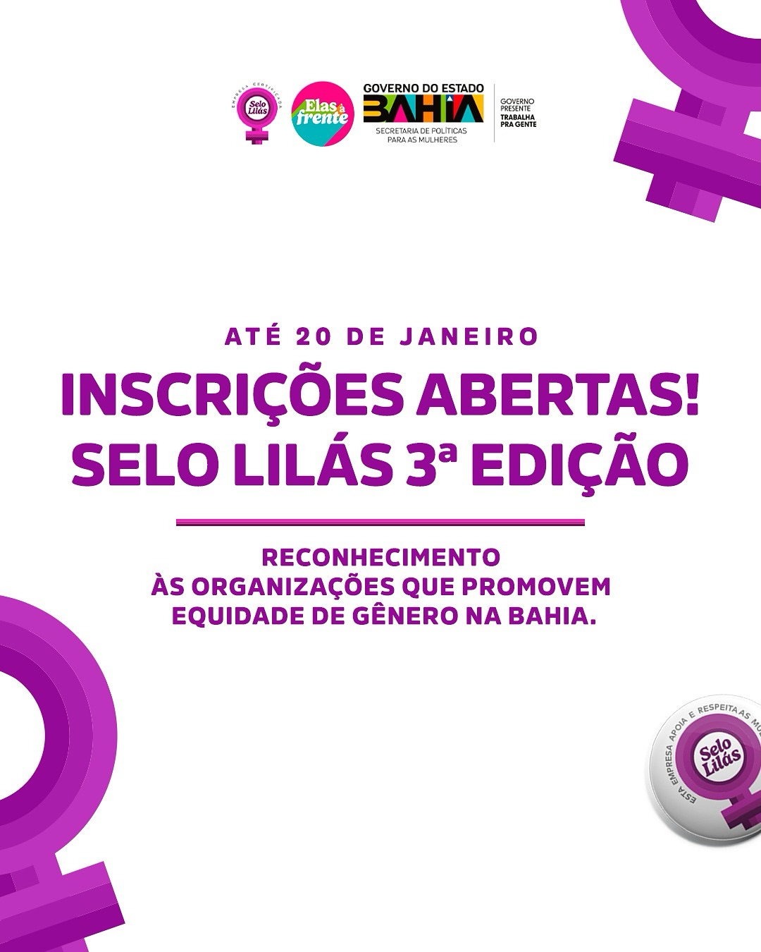 Prefeitura de Juazeiro reforça inscrições para a 3ª edição do Selo Lilás
