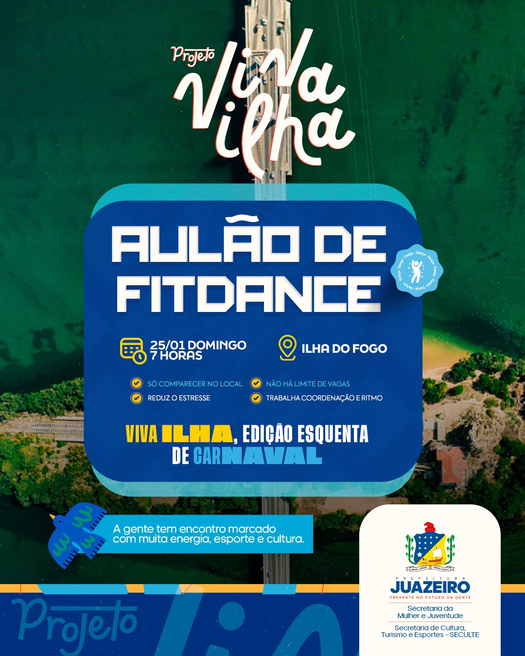 Viva Ilha entra no clima do Carnaval com aulão gratuito de fitdance neste domingo (25)