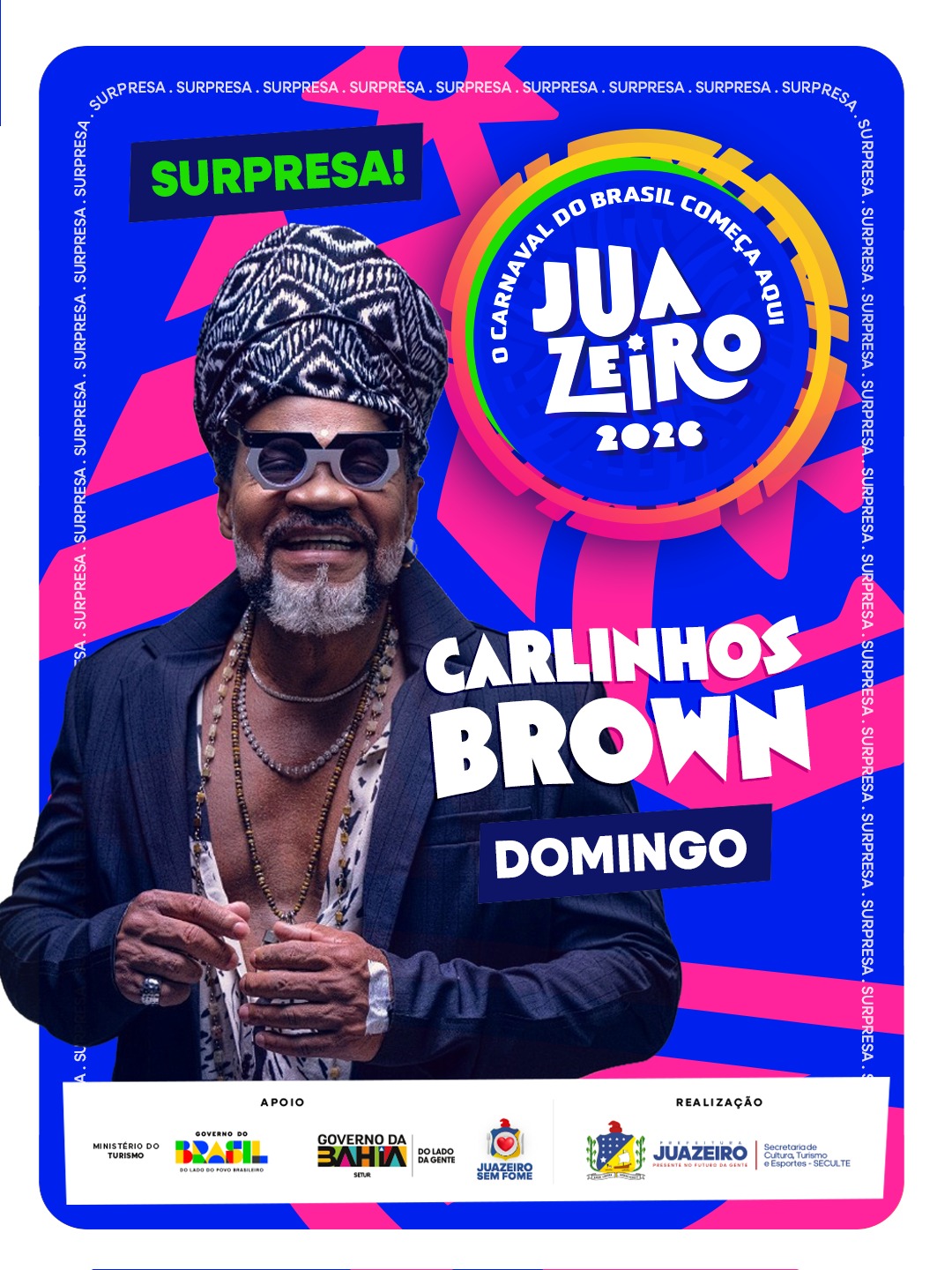 Carlinhos Brown é a atração surpresa do domingo no Circuito Ivete Sangalo