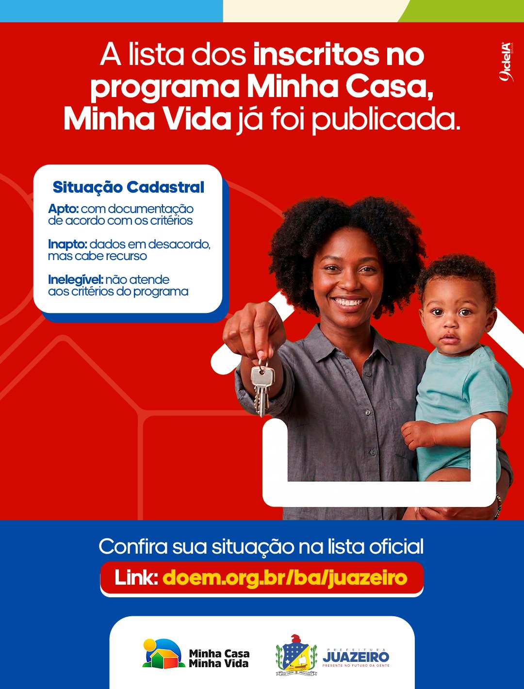 Prefeitura de Juazeiro divulga listas de inscritos aptos, inaptos e inelegíveis do Programa Minha Casa, Minha Vida e abre prazo para recursos