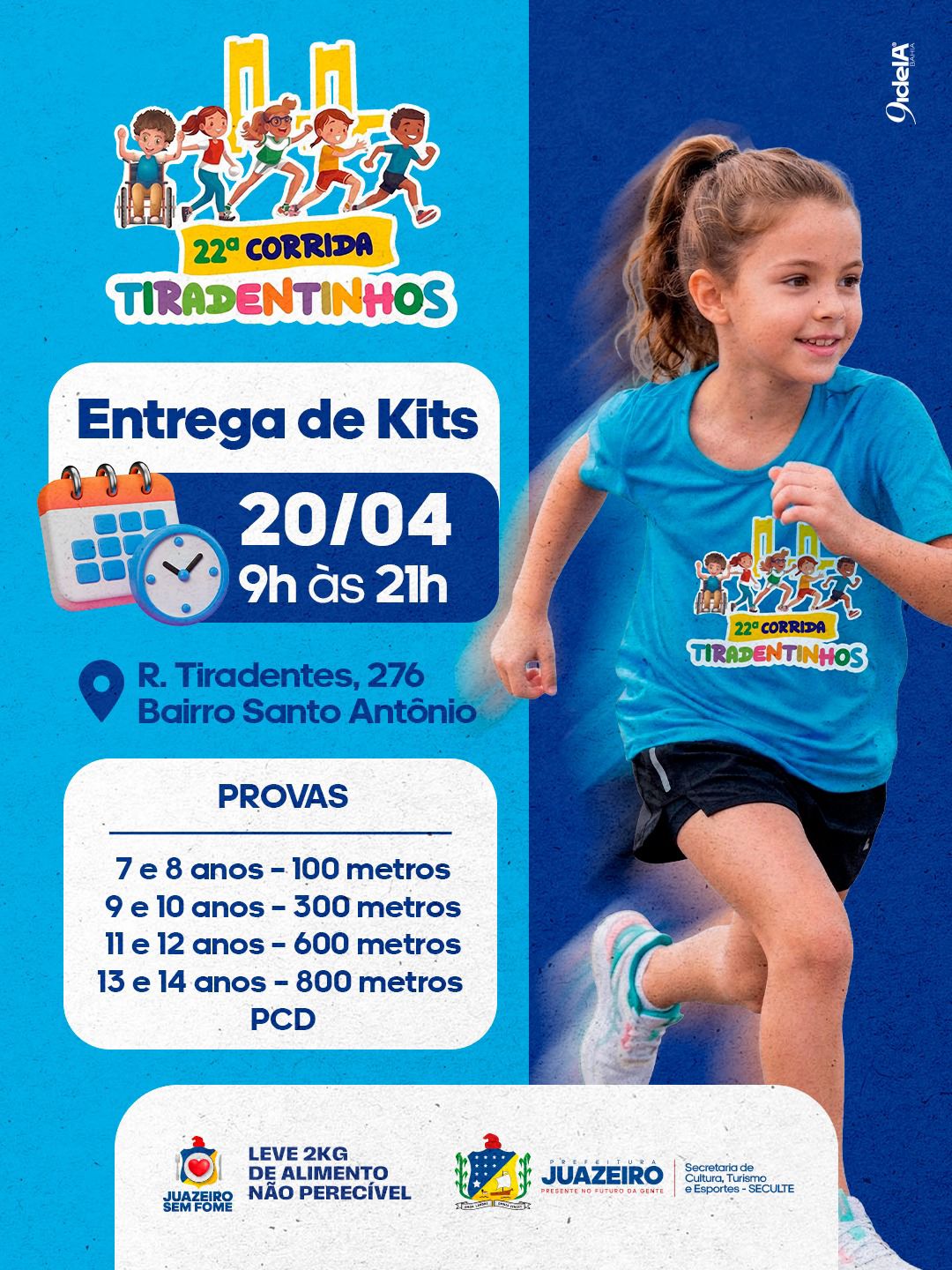 Corrida Tiradentinhos: entrega de kits acontece nesta segunda-feira (20), no bairro Santo Antônio em Juazeiro