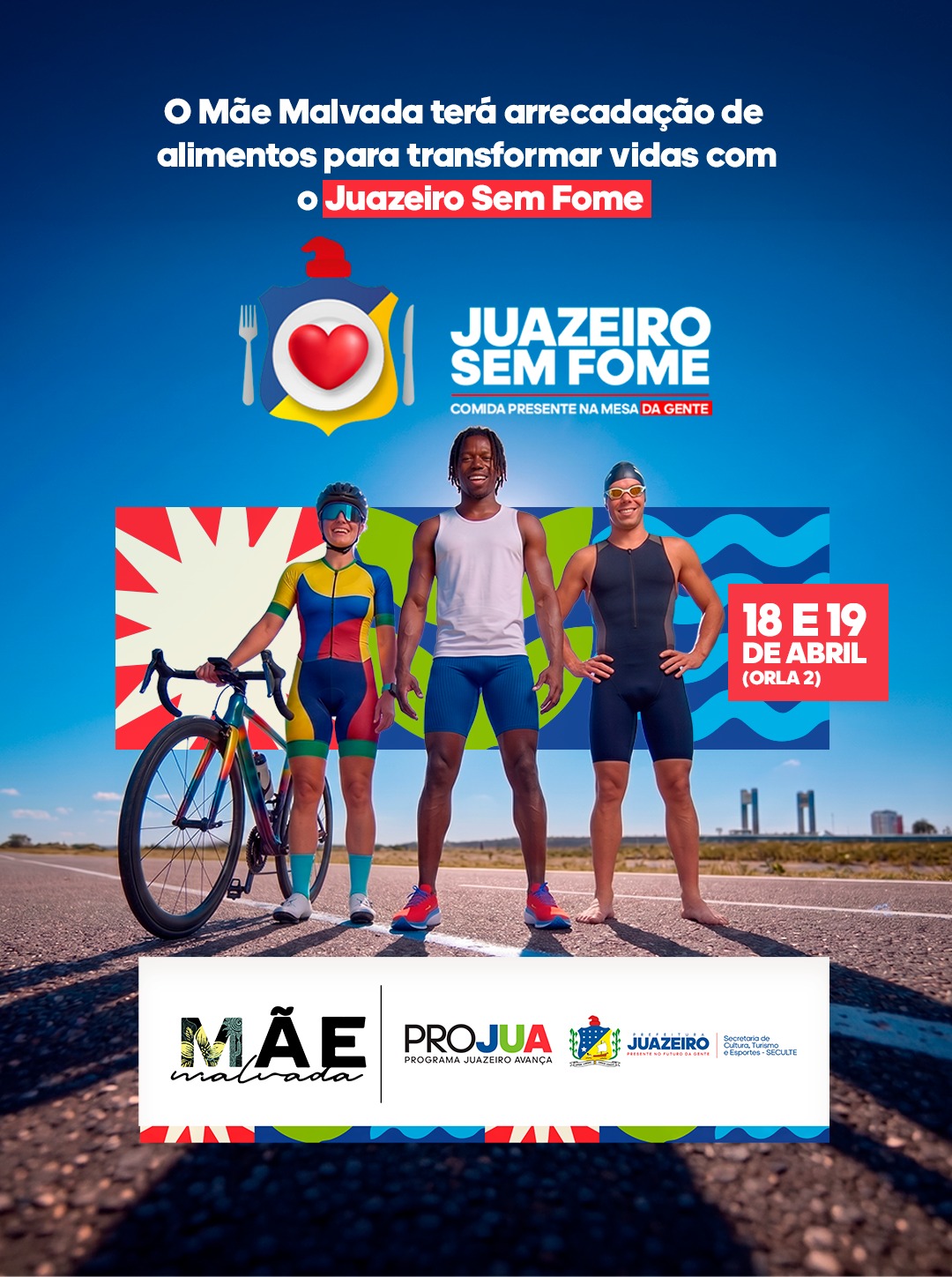 Triathlon Mãe Malvada terá arrecadação de alimentos para o Juazeiro Sem Fome