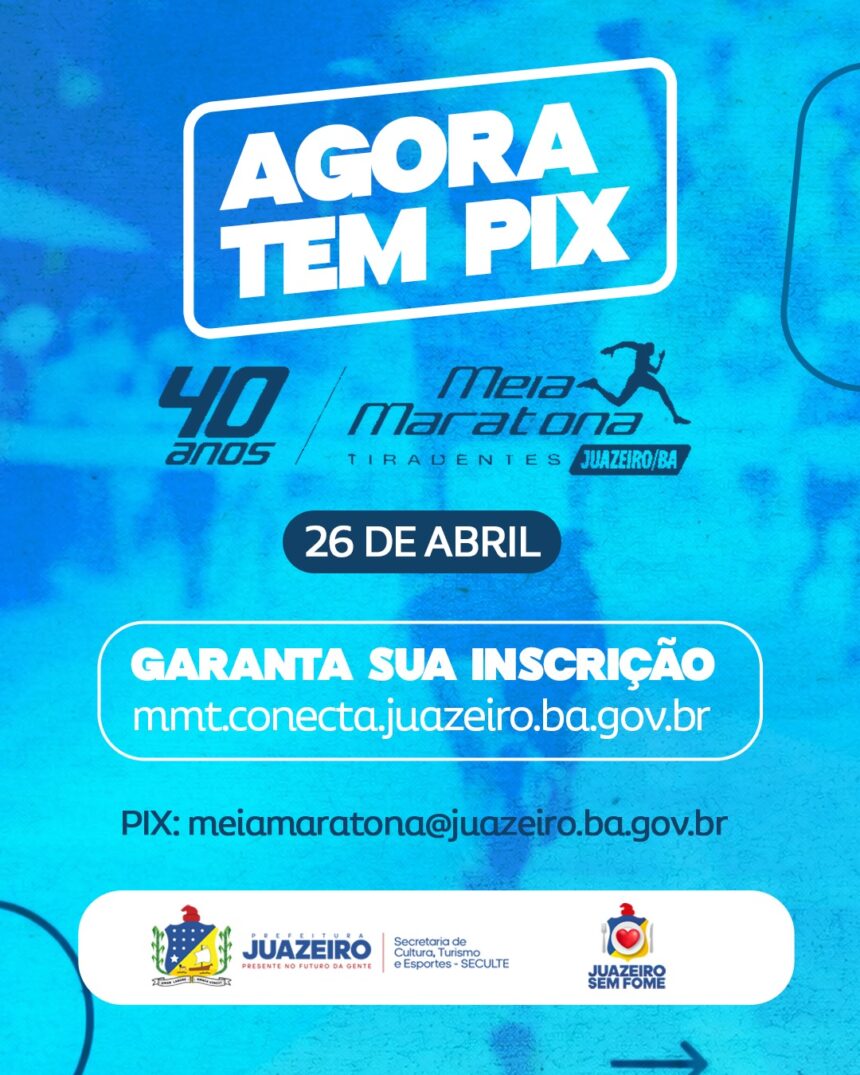 Meia Maratona Tiradentes: inscrições passam a aceitar Pix como forma de pagamento