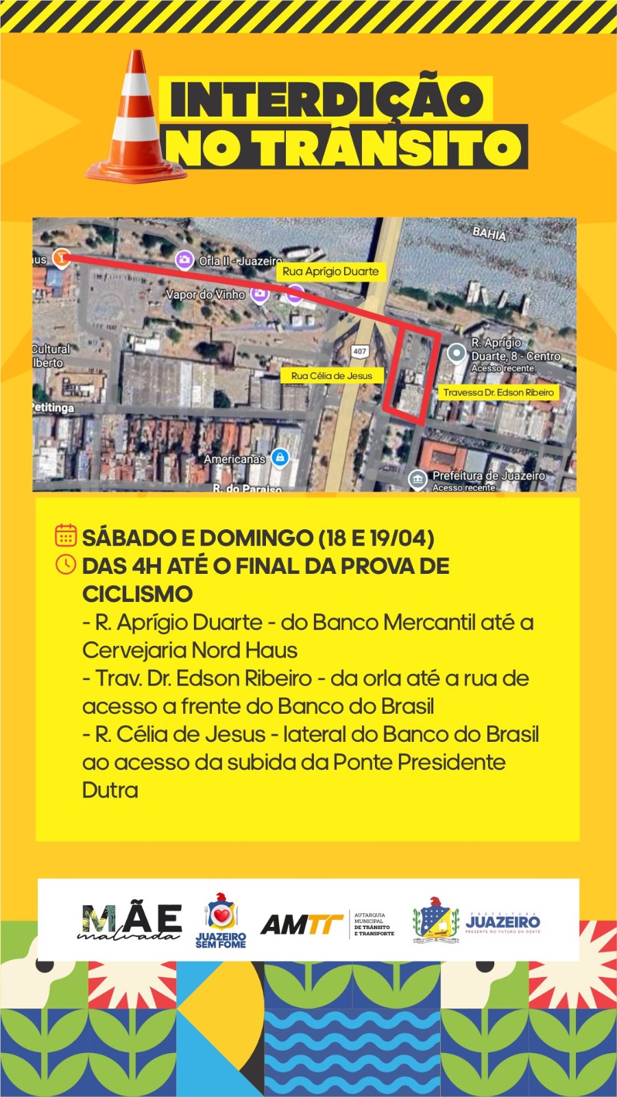 Prefeitura de Juazeiro interdita ruas no Centro e na Orla II devido ao evento Mãe Malvada