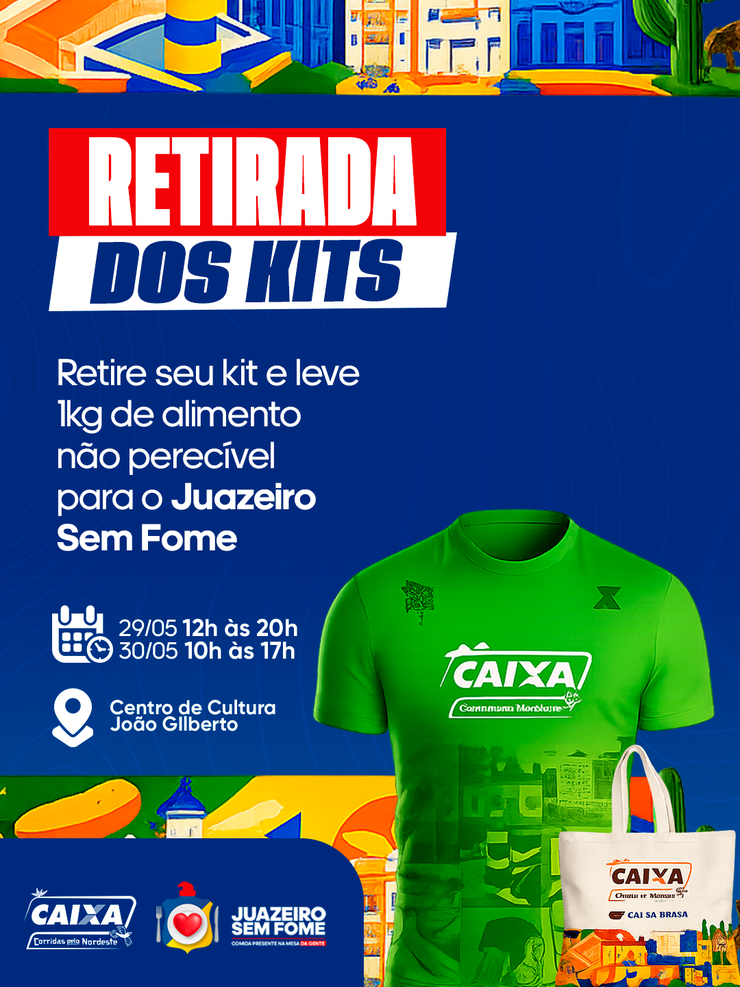CAIXA – Corridas pelo Nordeste: Juazeiro Sem Fome arrecada alimentos na retirada dos kits
