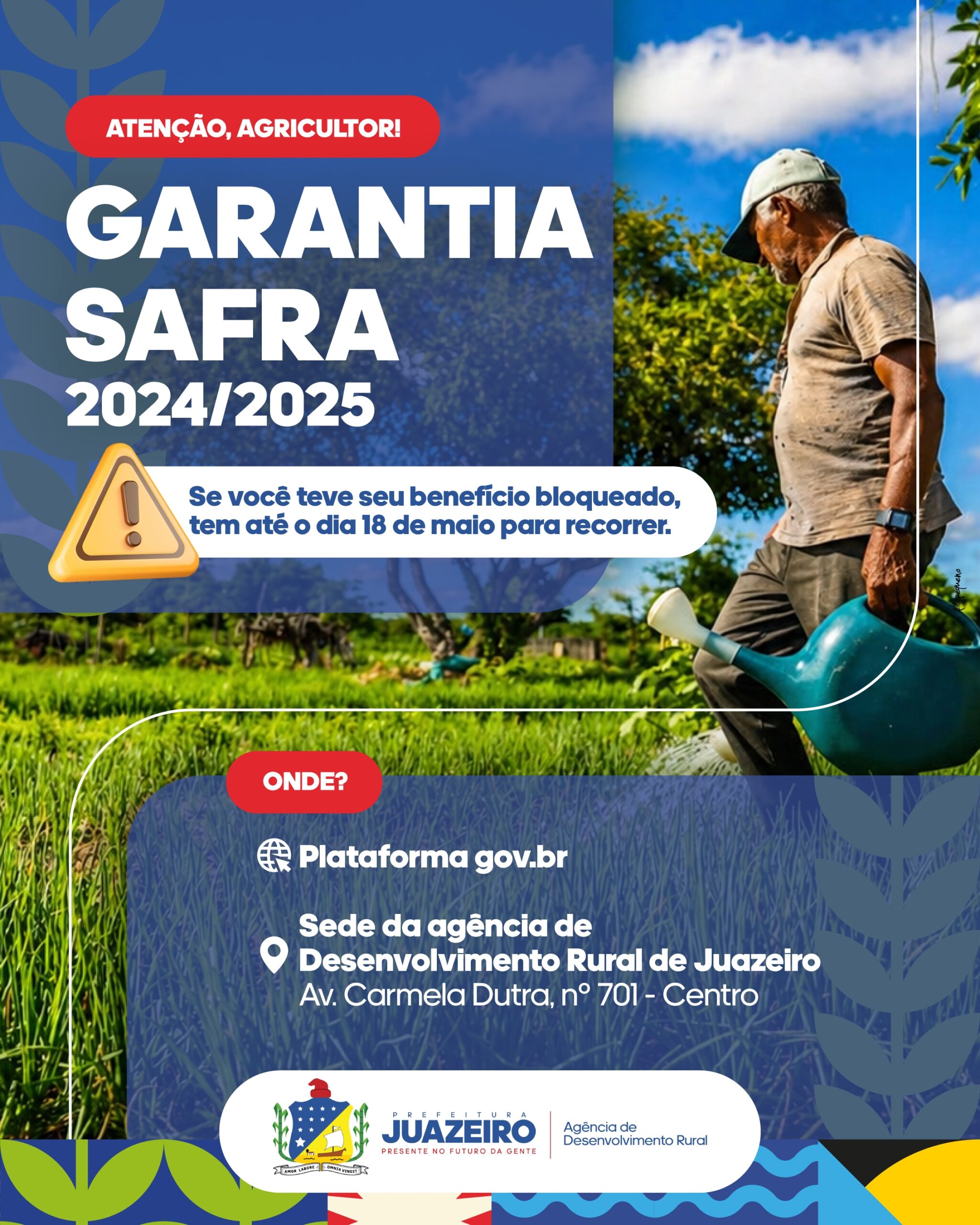 Garantia Safra: prazo para recurso contra bloqueio de benefício termina 18 de maio