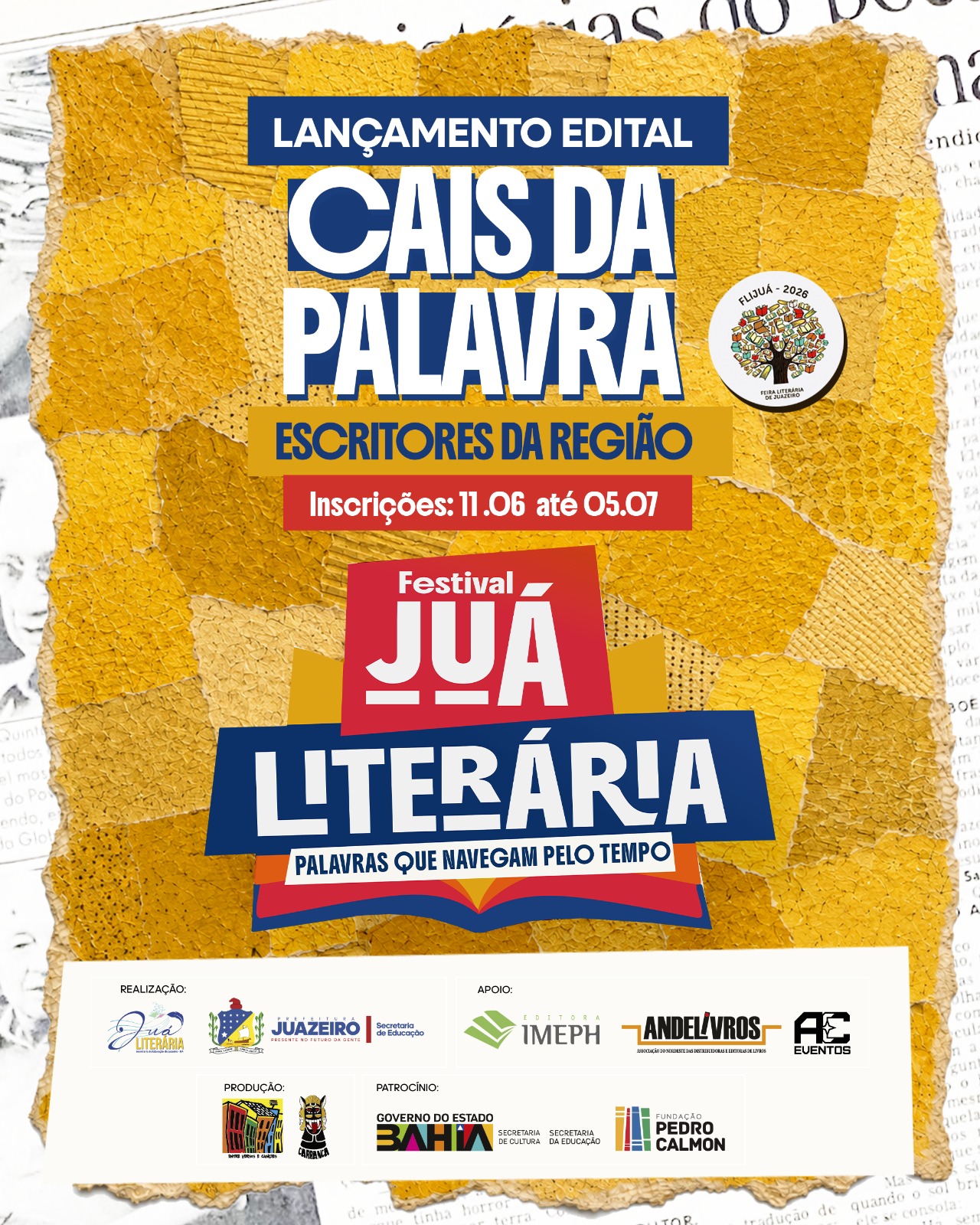 Juá Literária abre inscrições para escritores do Vale do São Francisco lançarem seus livros na 2ª edição do Cais da Palavra