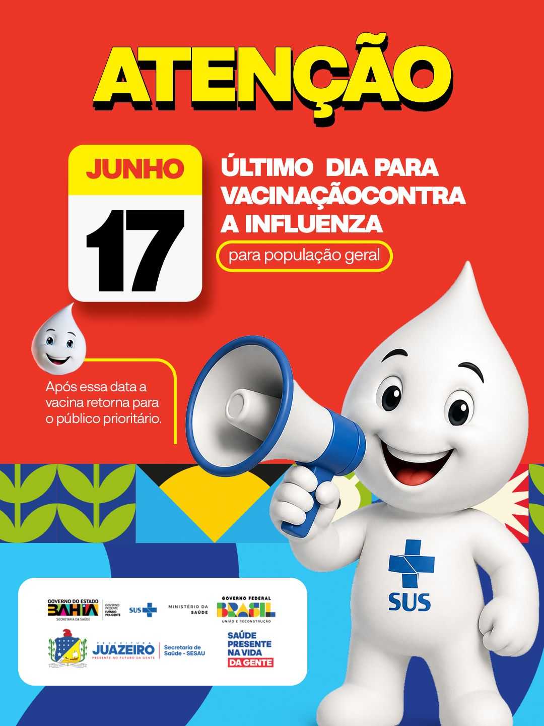 Últimos dias para vacinação contra a influenza para o público em geral em Juazeiro