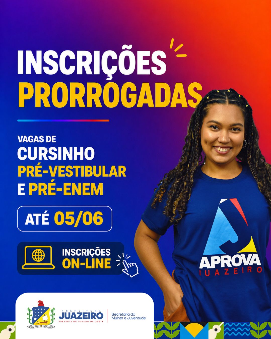 Prefeitura de Juazeiro prorroga inscrições para cursinho pré-vestibular e pré-Enem Aprova Juazeiro