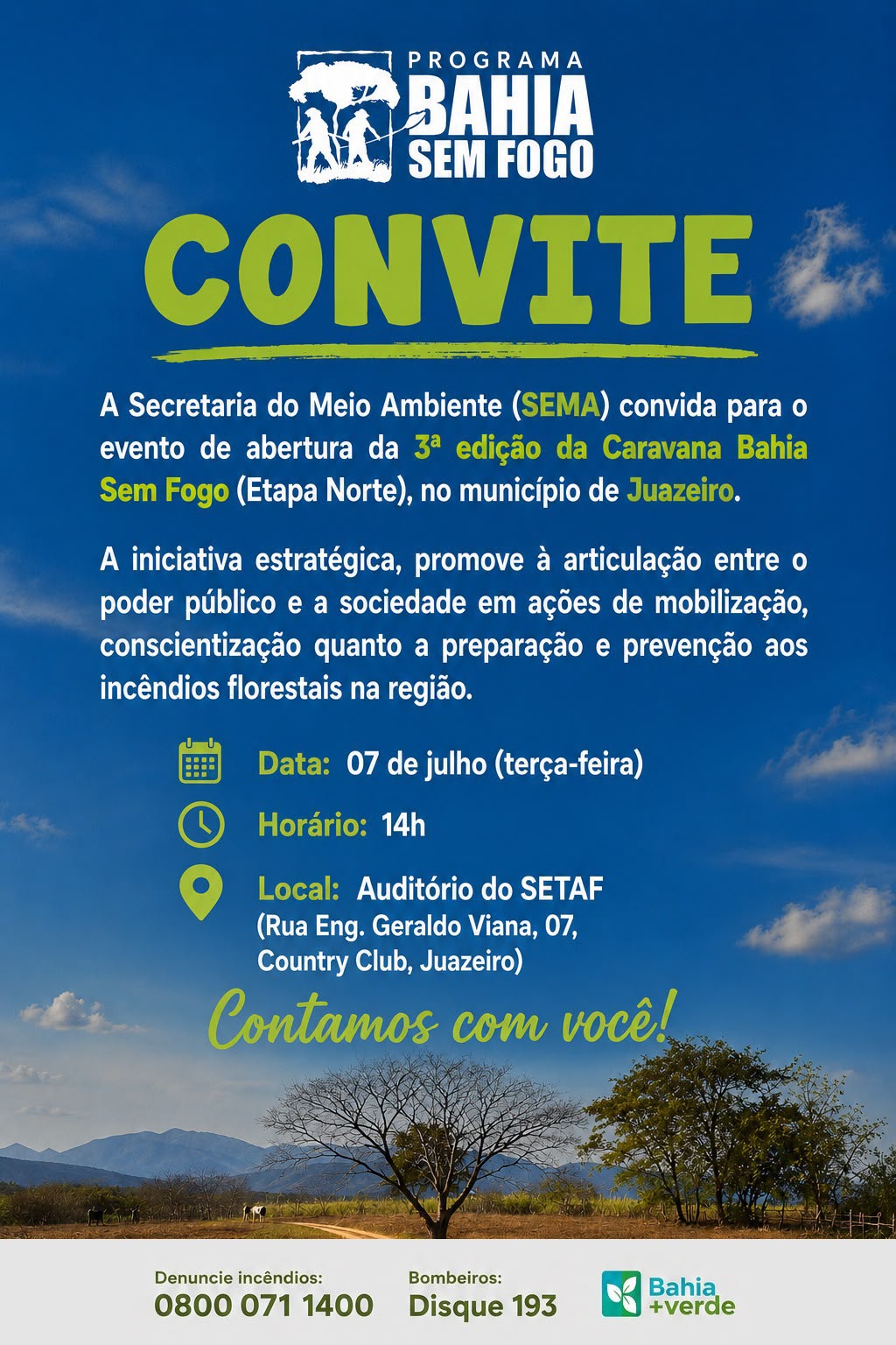Juazeiro recebe a Caravana Bahia Sem Fogo com foco na prevenção de incêndios florestais