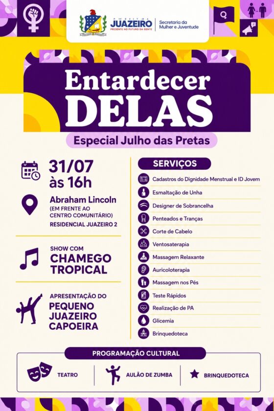 Prefeitura de Juazeiro promove edição especial do Entardecer Delas com ações voltadas ao Julho das Pretas