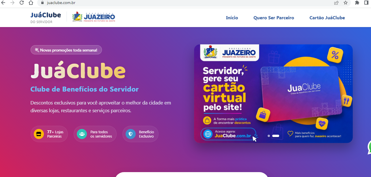 Juá Clube já está disponível e oferece descontos que podem superar 50% para servidores municipais de Juazeiro