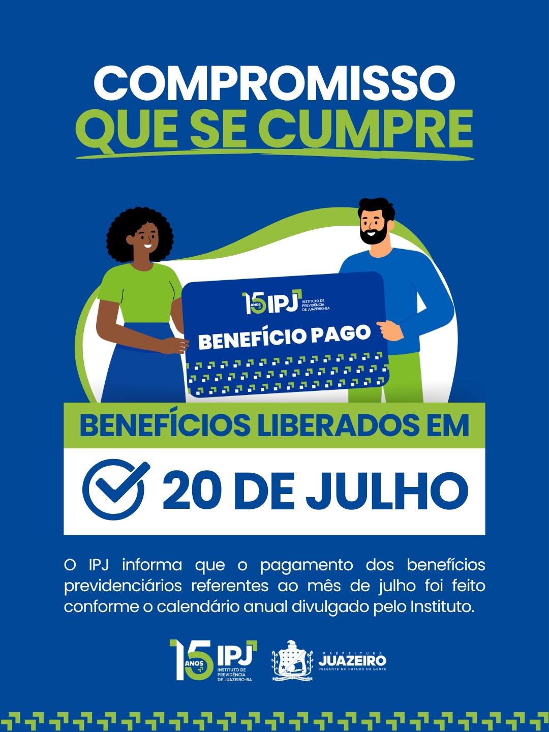 IPJ cumpre calendário e realiza pagamento de mais de R$ 4,5 milhões a aposentados e pensionistas municipais