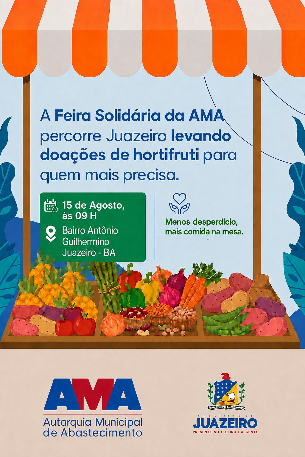 Feira Solidária da AMA leva alimentos gratuitos ao bairro Antônio Guilhermino neste sábado (15)