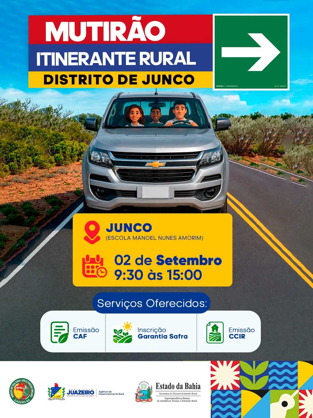 Mutirão Itinerante Rural leva serviços e benefícios para agricultores do distrito de Junco nesta quarta-feira