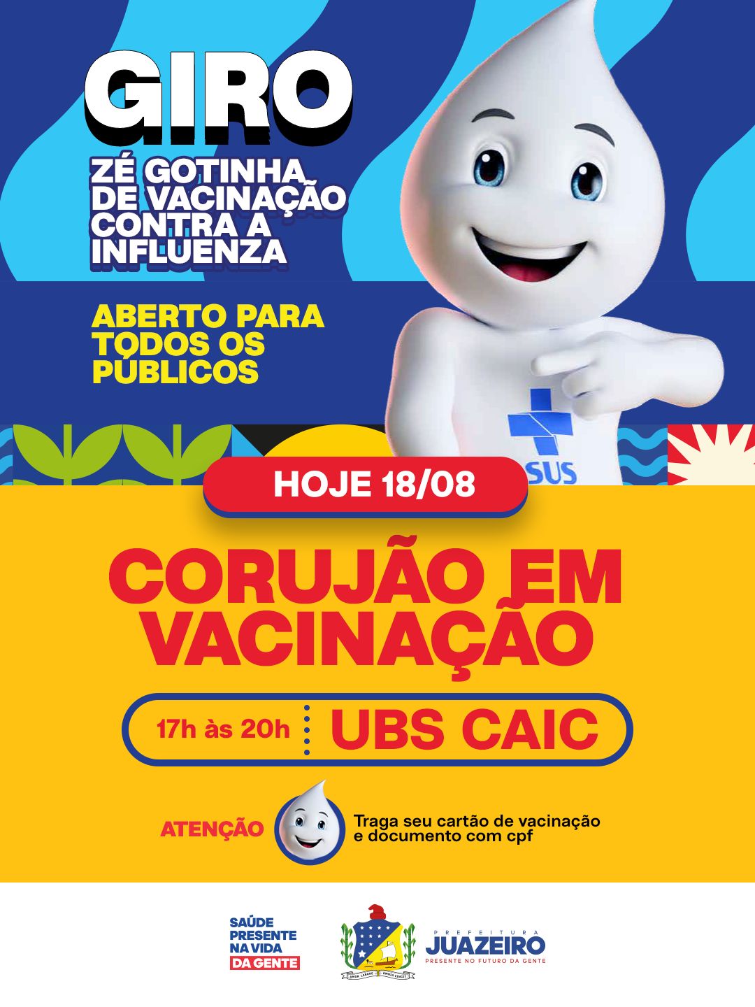 Juazeiro realiza Corujão de Vacinação contra a Influenza nesta terça-feira (18)