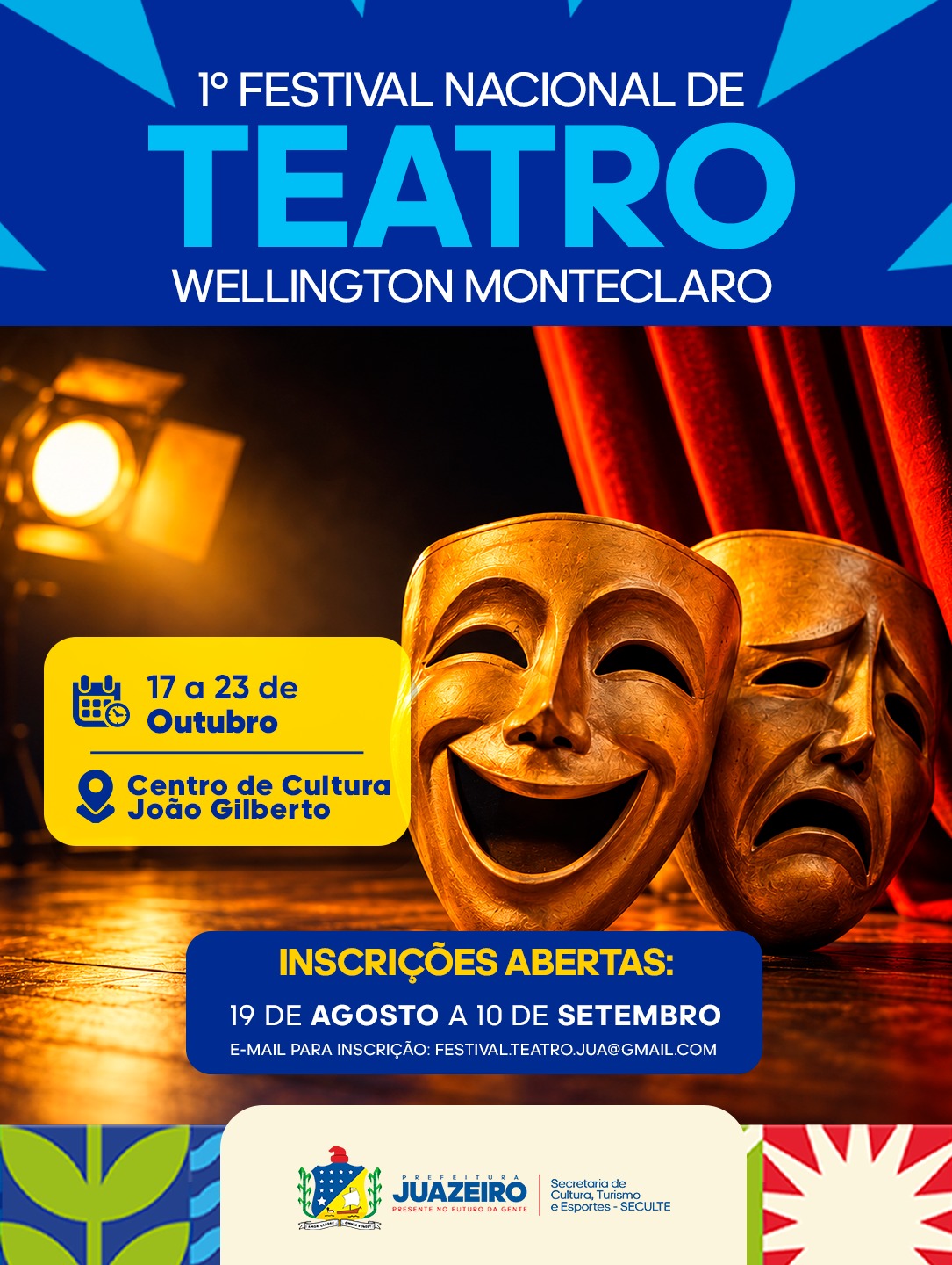 1º Festival Nacional de Teatro Wellington Monteclaro está com inscrições abertas