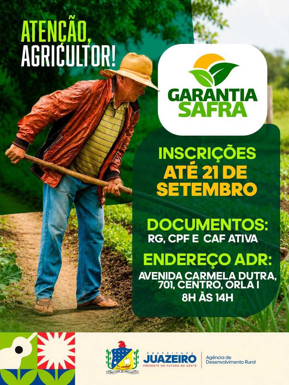 Garantia-Safra: agricultores familiares têm até 21 de setembro para realizar inscrição em Juazeiro